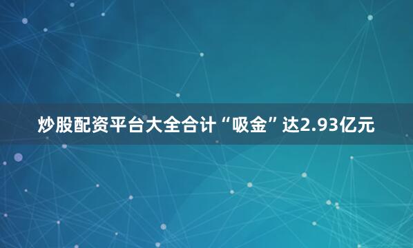 炒股配资平台大全合计“吸金”达2.93亿元