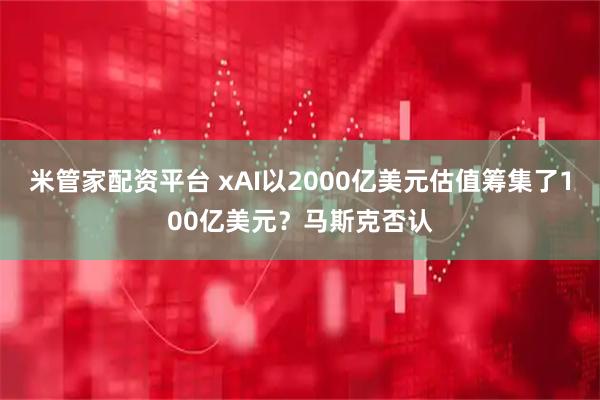 米管家配资平台 xAI以2000亿美元估值筹集了100亿美元？马斯克否认